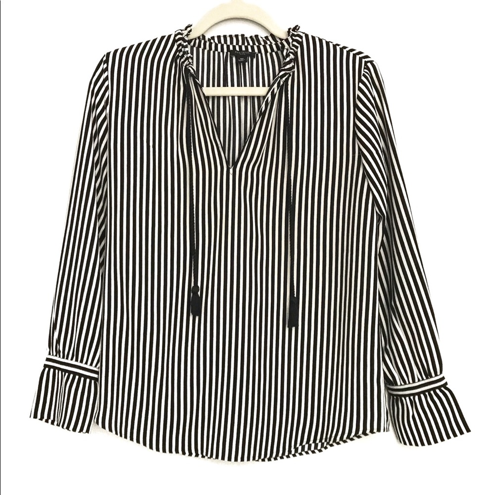 Ann Taylor | Black & White Striped Blouse